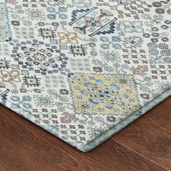 Mayfield Premium Machine Washable Abstract AMF2440 Ivory 5 ft. x 7 ft. 6 in. Area Rug