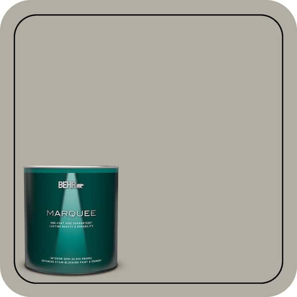 BEHR MARQUEE 1 qt. #790D-4 Granite Boulder One-Coat Hide Semi-Gloss Enamel Interior Paint & Primer