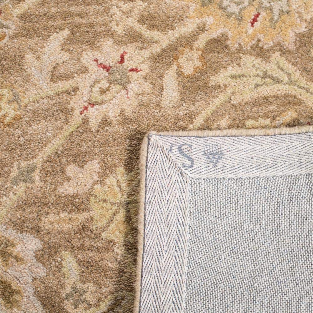 Handmade Tufted Floral Wool 8' x 10' Tan/Ivory Rug