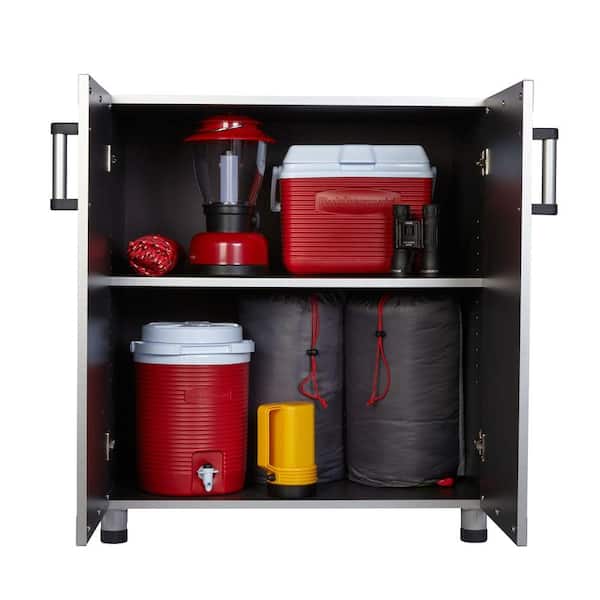Rubbermaid FastTrack Garage Laminate Cabinet Set in Black/Silver (4-Piece)  FTCS10001 - The Home Depot