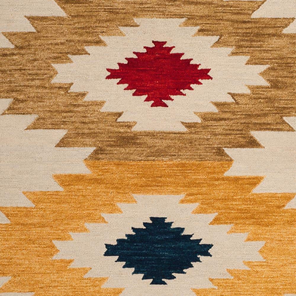 Ivory Geometric Tufted Wool Square Area Rug 8' x 10'