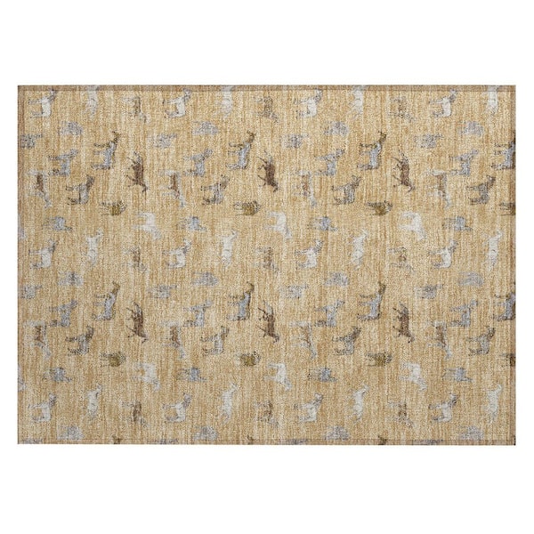 Chantille Machine Washable Indoor/Outdoor Abstract ACN2521 Gold 2 ft. x 3 ft. Accent Rug
