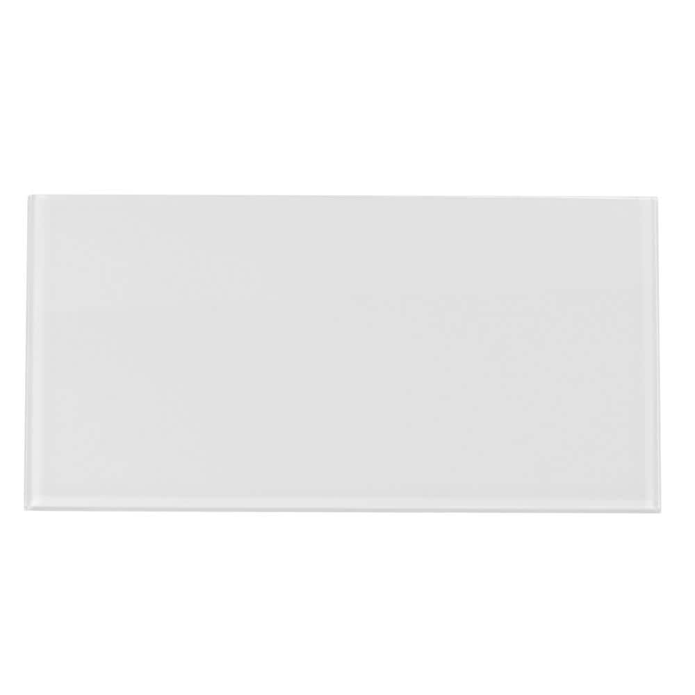 White 8x16 Polished Glass Subway Tile for Walls and Floors