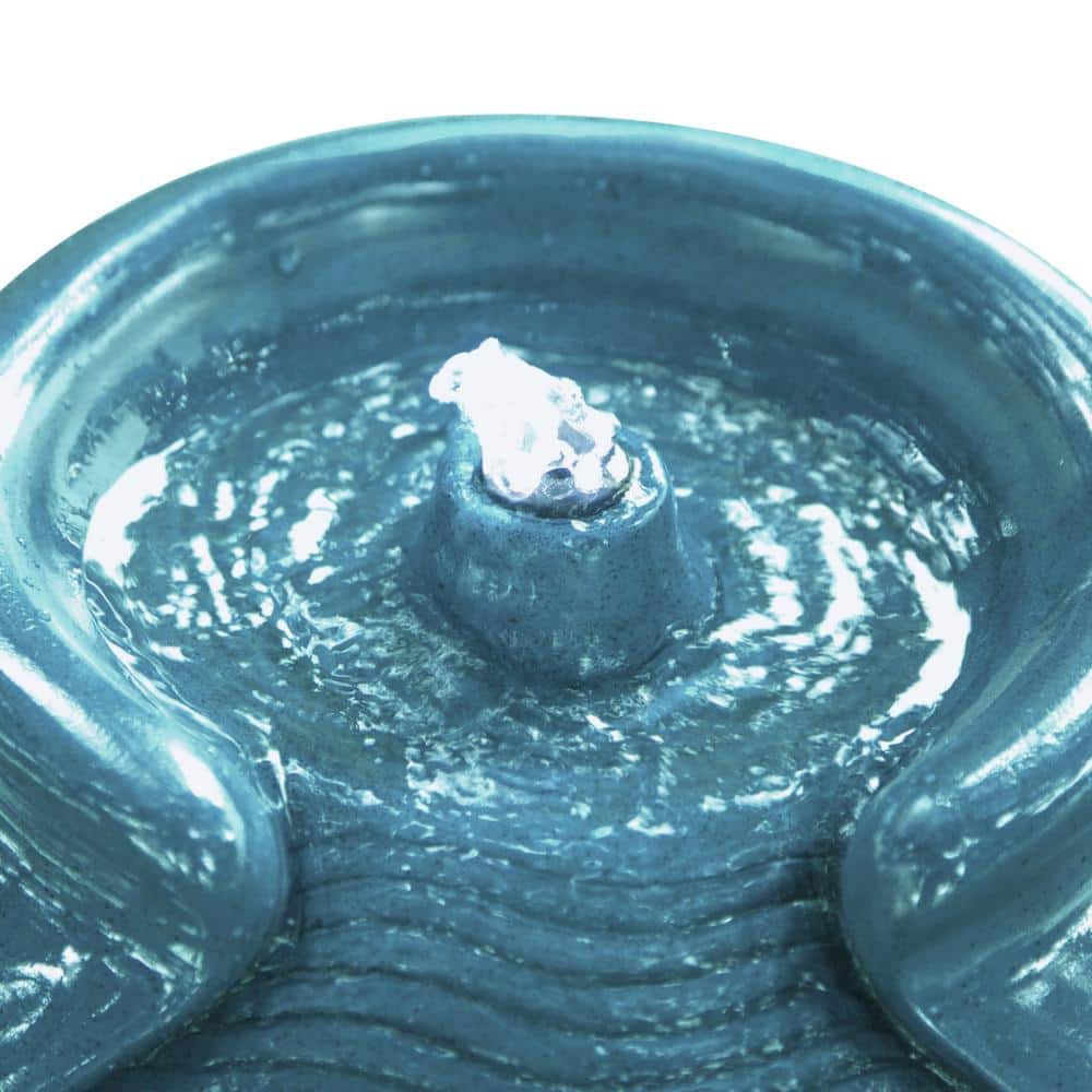 Teal Glazed Polyresin Pot Water Fountain with LED Light