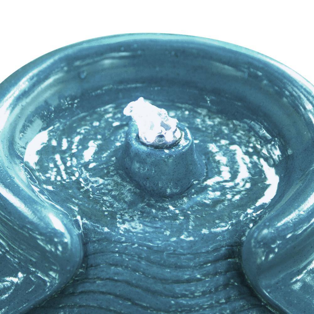 Teal Glazed Polyresin Pot Water Fountain with LED Light