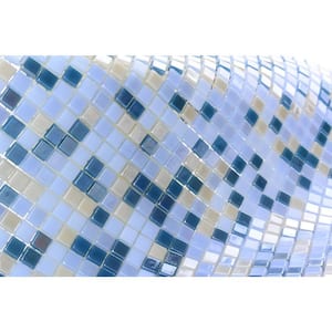 Galaxy Iridescent White & Blue 11.7 in. x 11.7 in. Square Mosaic Glass Wall Pool Floor Tile (1 Sq. Ft./Piece)