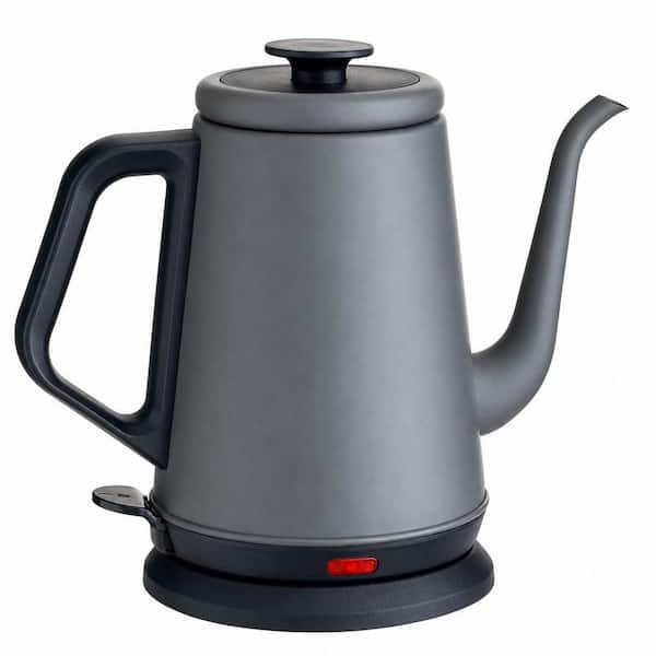 4-Cup Gray Gooseneck Electric Kettle, Stainless Steel Tea Kettle with Auto Shut-Off Protection