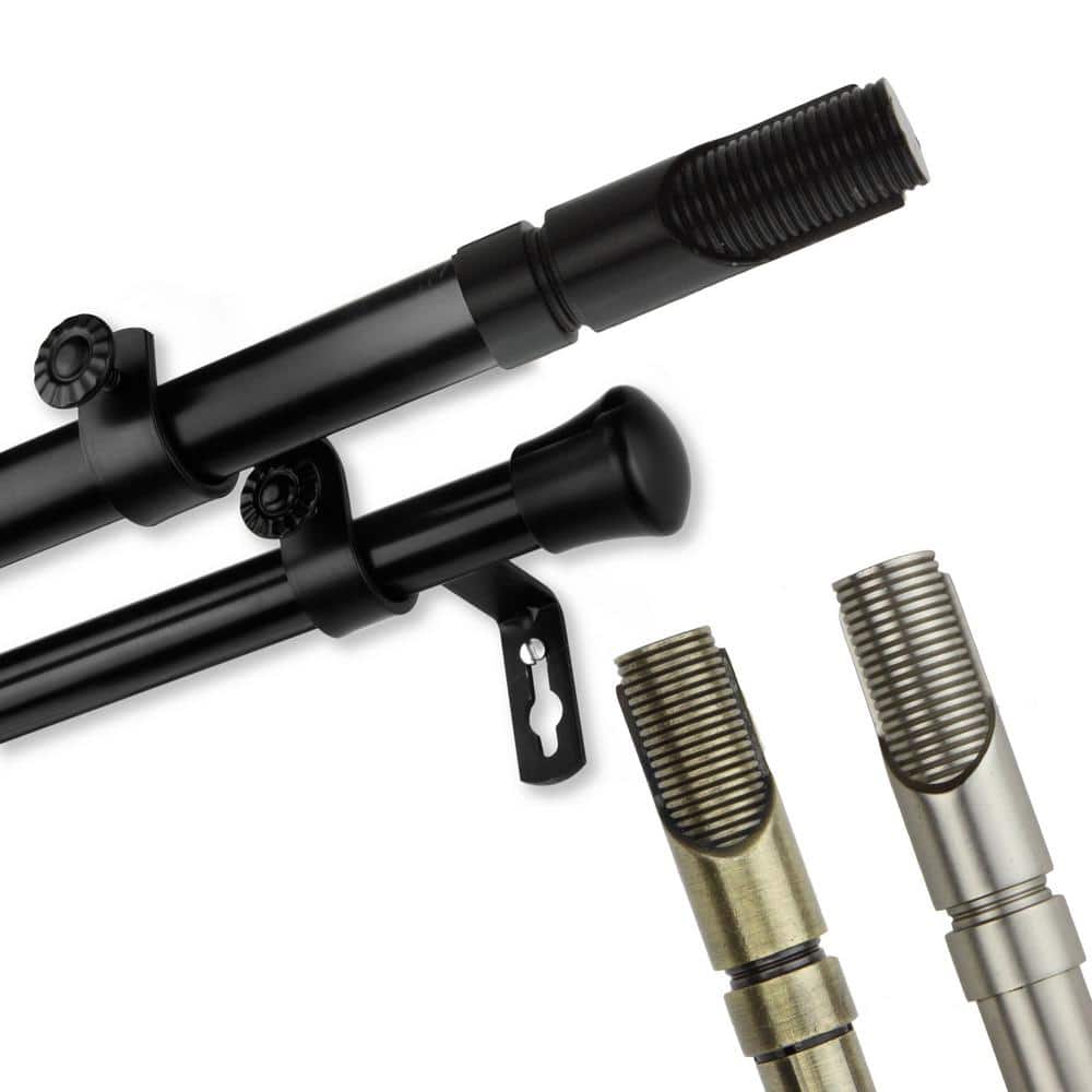 48 in. to 84 in. 13/16 in Witz Double Adjustable Curtain Rod - Black