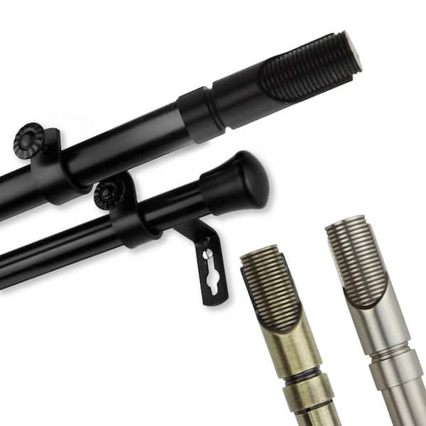Unbranded 120 in. to 170 in. 13/16 in Witz Double Adjustable Curtain Rod - Black