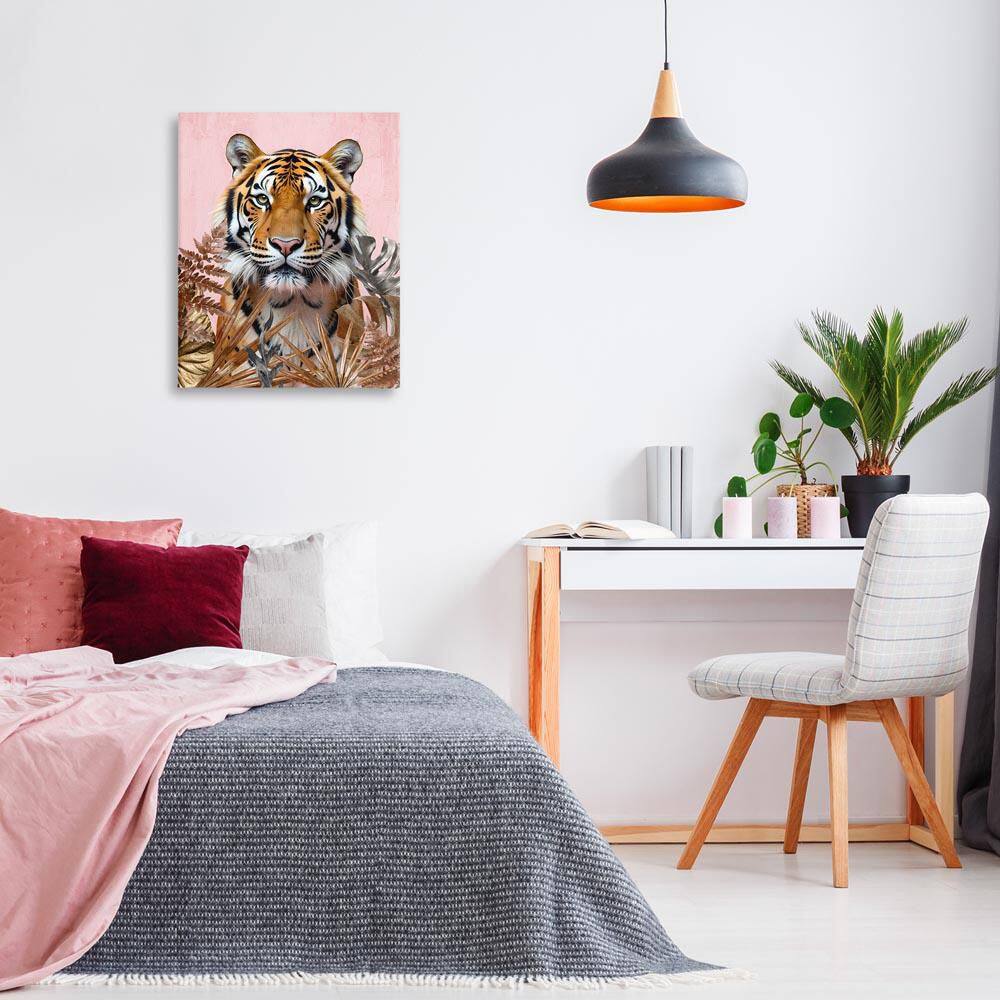 Fierce Tiger on Pink by Kim Allen Unframed Animal Graphic Art Print 30 in. x 24 in. price history on PriceWatchPro