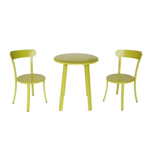 Teagan Matte Lime Green 3-Piece Metal Outdoor Bistro Set