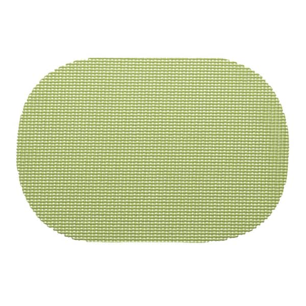 Kraftware Fishnet 17 in. x 12 in. Mist Green PVC Covered Jute Oval Placemat (Set of 6)
