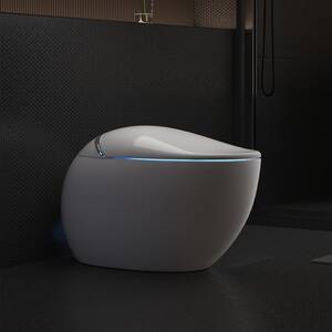 One-Piece 1.1/1.6 GPF Dual Flush Eggy Elongated Toilet in White with Siphon Jet Flush