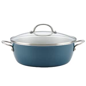 Home Collection 7.5 qt. Aluminum Nonstick Stock Pot in Twilight Teal with Glass Lid