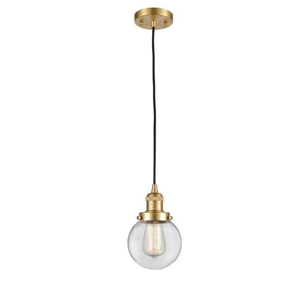 Satin Gold Mini Globe Pendant Light with Clear Glass Shade