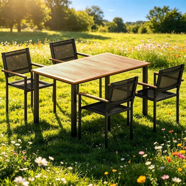 home depot patio table and chairs with umbrella PHI VILLA 7pc Dining Set Umbrella, Swivel Wicker easy sun protection with the crank Umbrella Included - Seats 4