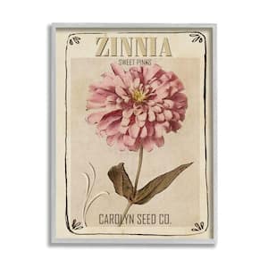 Sweet Pink Zinnia Florals Vintage Seed Packet By Studio W Framed Print Nature Texturized Art 16 in. x 20 in.