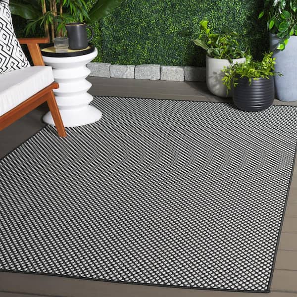 Terrace Black/White 9 ft. x 12 ft. Diamond Geometric Indoor/Outdoor Area Rug