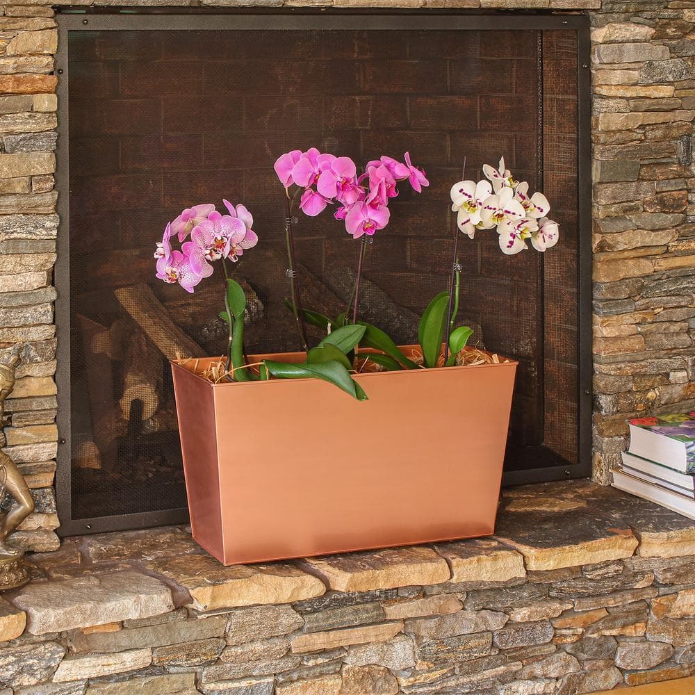 Tall Copper Plated Galvanized Steel Flower Box