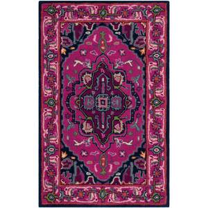 Bellagio Pink/Navy 3 ft. x 5 ft. Border Area Rug