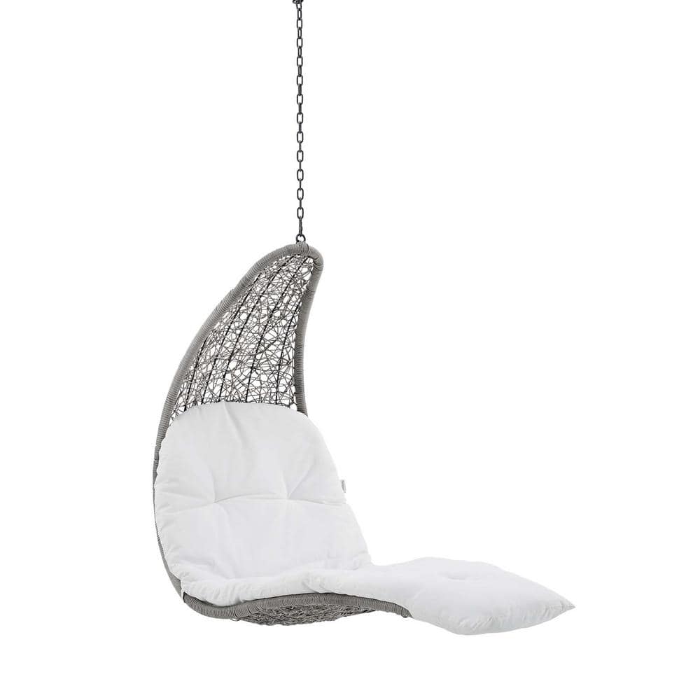 Landscape Gray Outdoor Patio Light Hanging Chaise Lounge Swing Chair in with White Cushion price history on PriceWatchPro
