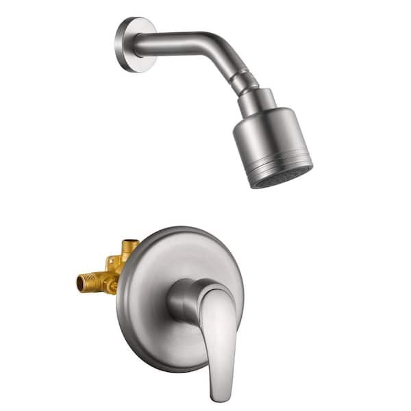 FLG Single-Handle 1-Spray Round Wall Mount Shower Faucet in Brushed Nickel (Valve Included)