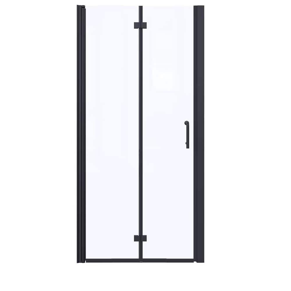 30 in. W x 72 in. H Bi-Fold Semi-Frameless Shower Doors in Matte Black with