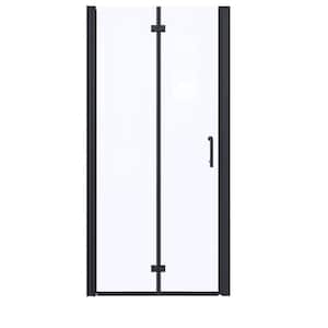 30 in. W x 72 in. H Bi-Fold Semi-Frameless Shower Doors in Matte Black with Clear Glass