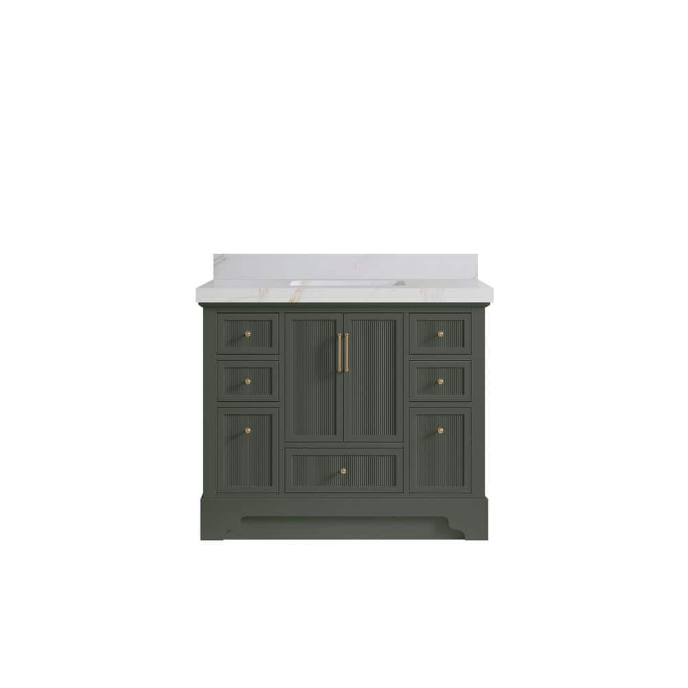 Alys 42 in. W x 22 in. D x 36 in. H Single Sink Bath Vanity in Pewter Green with 2 in. Calcutta Sienna Qt. Top price history on PriceWatchPro