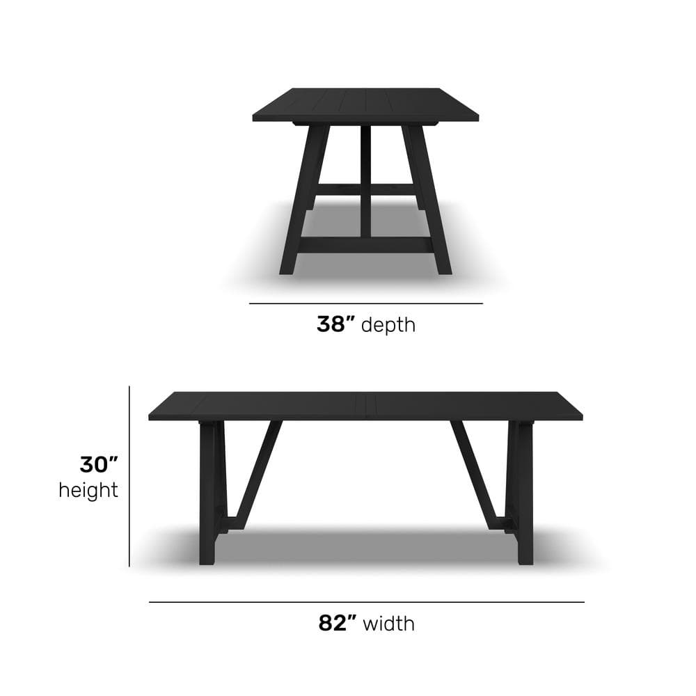 Black Reclaimed Wood Rectangular Dining Table, Seats Eight