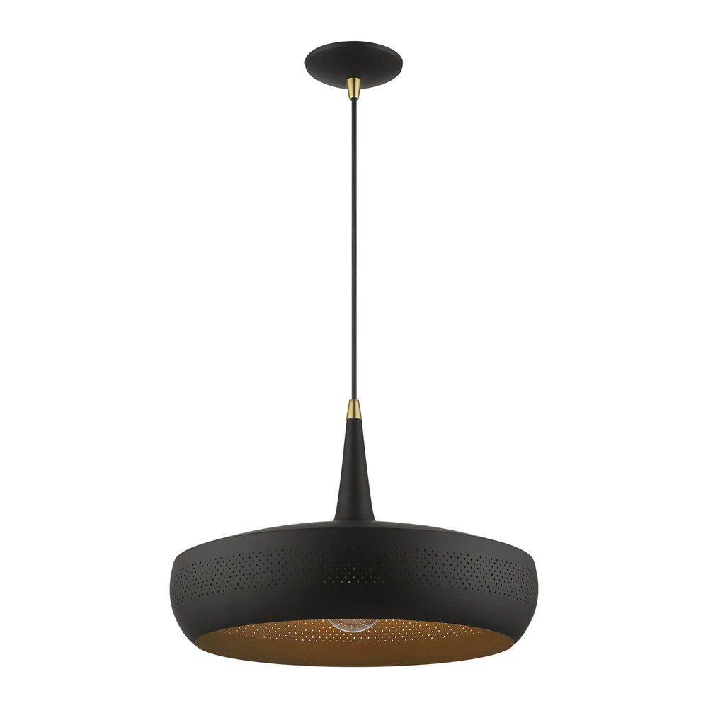 Banbury Modern Indoor/Outdoor Pendant - Black and Antique Brass with LED