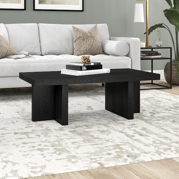 Meyer&Cross Dimitra 44 in. Black Grain Rectangle MDF Top Coffee Table