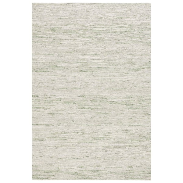 Ebony 6 ft. x 9 ft. Green/Ivory Distressed Striped Abstract Area Rug