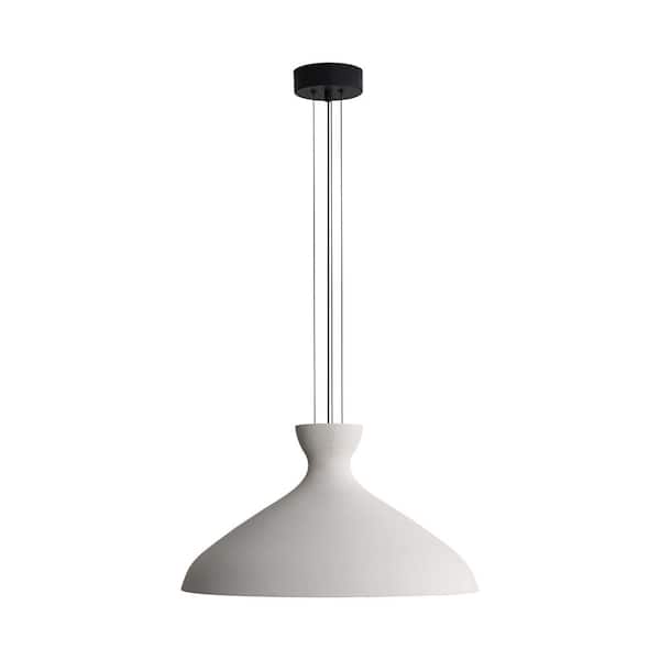 Aethera 20-Watt 1 Light White Sandstone Cement Integrated LED Pendant Light with White Sandstone Cement Shade