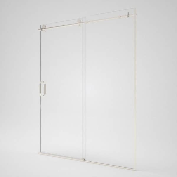 Sylanor Verie 60 in. W x 76 in. H Frameless Sliding Shower Door in Brushed Nickel with 5/16 in. Clear Tempered Glass