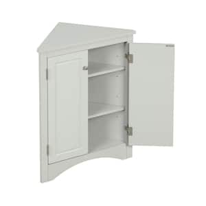 17.2 in. W x 17.2 in. D x 31.5 in. H Gray Linen Cabinet, Bathroom Storage with Adjustable Shelves in Freestanding