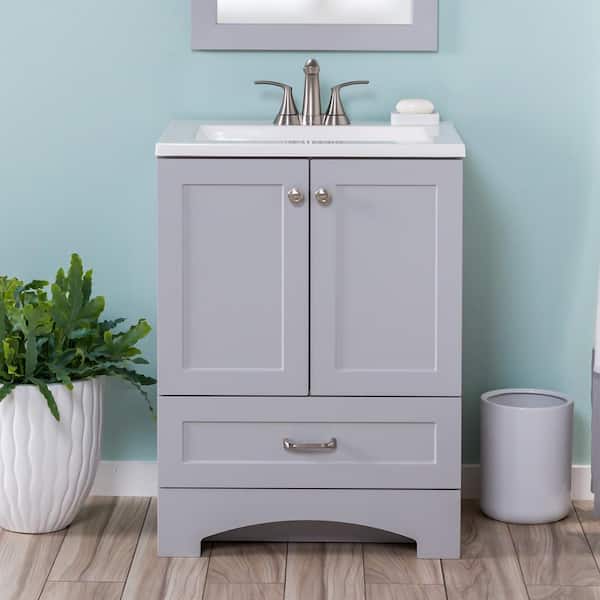 Lancaster 36 in. W x 19 in. D Bath Vanity in Pearl Gray with Cultured Marble Vanity Top in White with White Sink