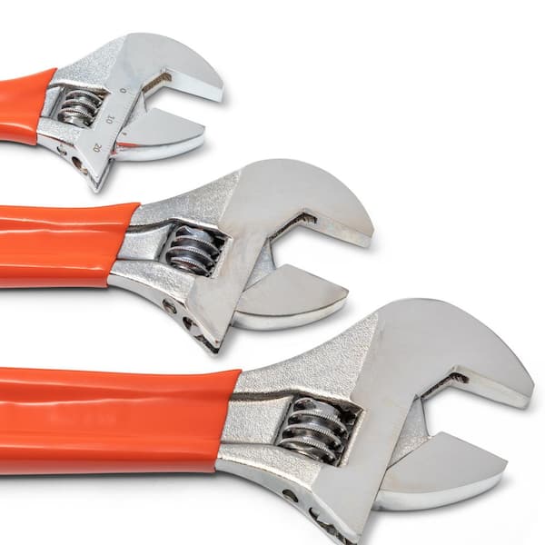 Crescent 6 in., 8 in., and 10 in. Chrome Cushion Grip Adjustable Wrench Set  (3-Piece) AC26810CV - The Home Depot