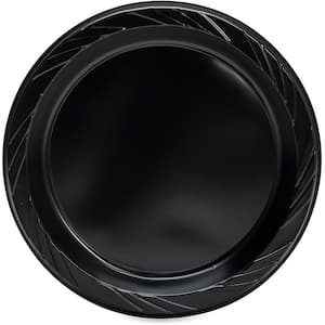9 in. Black Disposable Plastic Plates (125 Per Case)