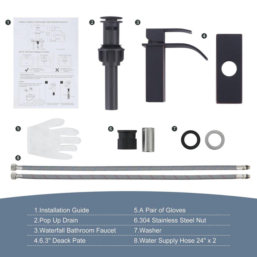 Oil Rubbed Bronze Waterfall Spout Single Handle Bathroom Faucet