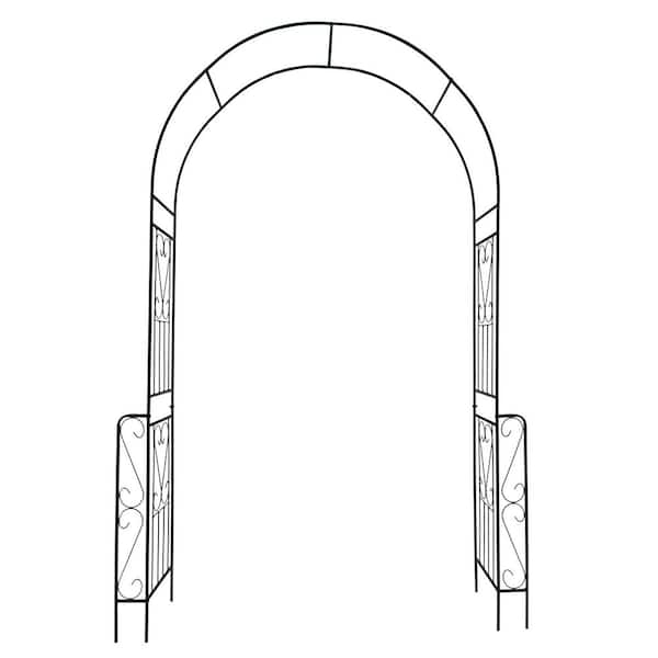 Unbranded 55 in. x 94.5 in. Black Metal Garden Arch Arbor Trellis for Climbing Plants Support Rose
