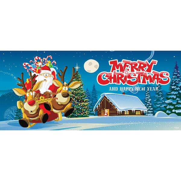 My Door Decor 7 Ft X 16 Ft Santa S Take Off Christmas Garage Door Decor Mural For Double Car Garage 285905xmas 008 The Home Depot