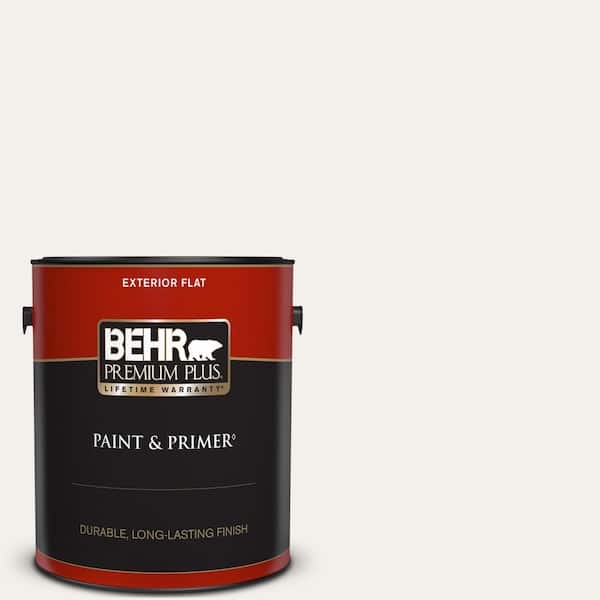 BEHR PREMIUM PLUS 1 gal. Home Decorators Collection #HDC-MD-06 Nano White Flat Exterior Paint & Primer