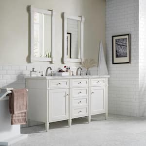 Brittany 60.0 in. W x 23.5 in. D x 34.0 in. H Double Bathroom Vanity in Bright White with Victorian Silver Quartz Top