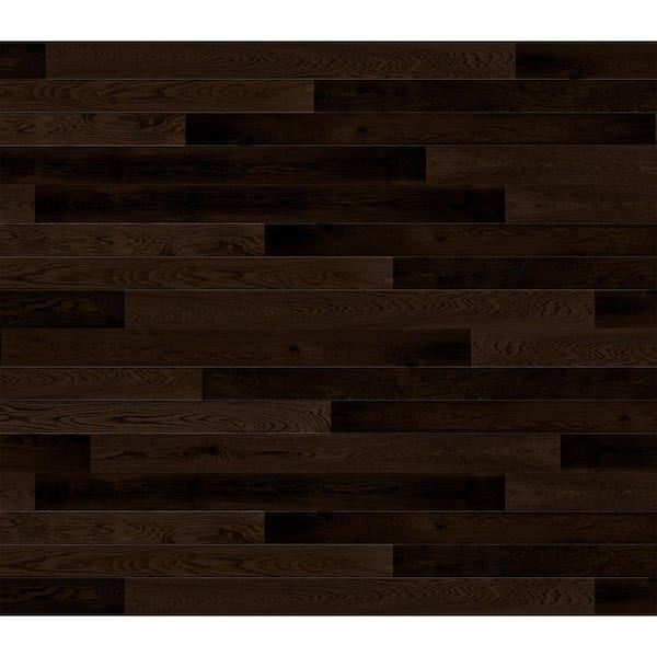 Modern Steel 9 ft x 7 ft 18.4 R-Value Insulated Wood Look Plank Espresso Garage Door without Windows