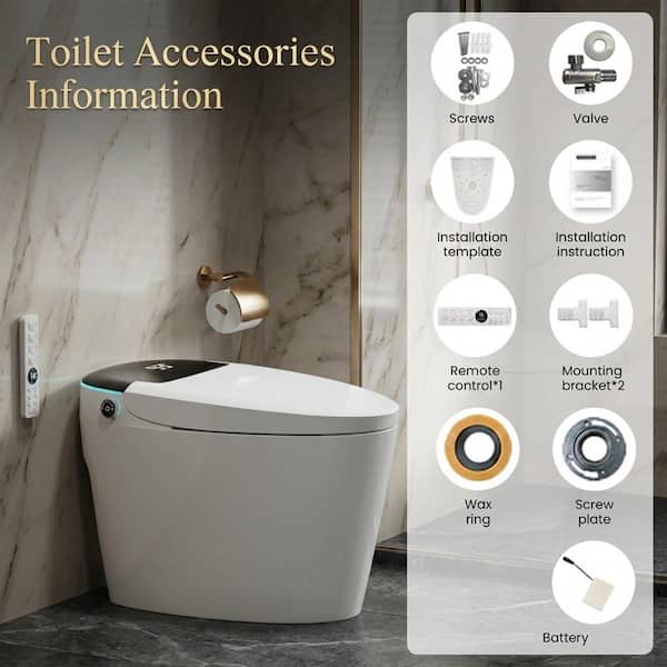 YULIKA Intelligent Elongated Smart Toilet with Built-in Tank, Auto