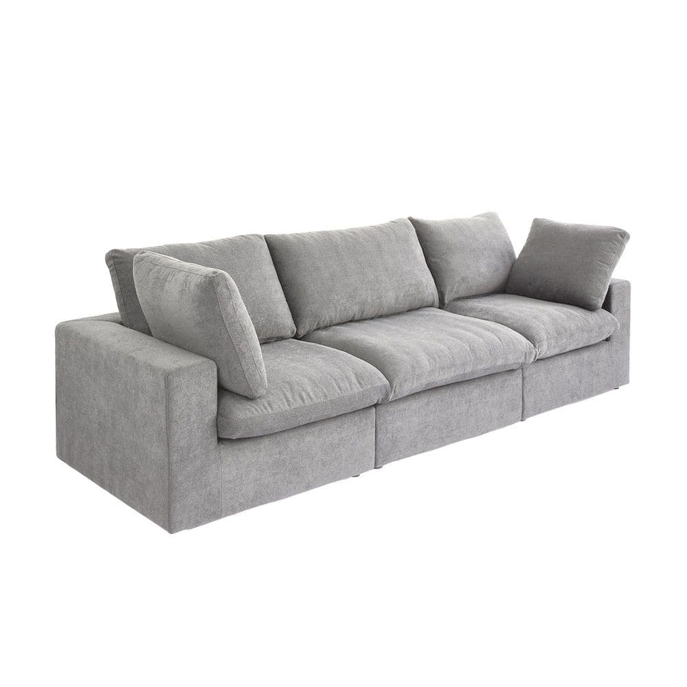 J&E Home 120.2 in. Square Arm Linen Rectangle Free