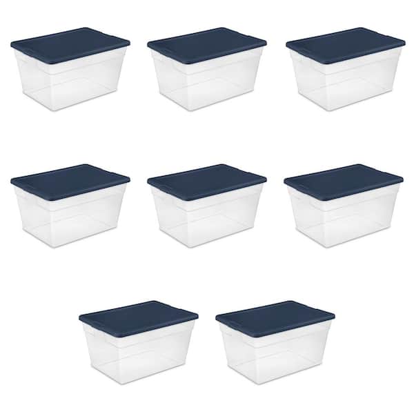 Sterilite Classic Lidded Stackable 30 Gal Storage Tote Container, Blue, 24  Pack 