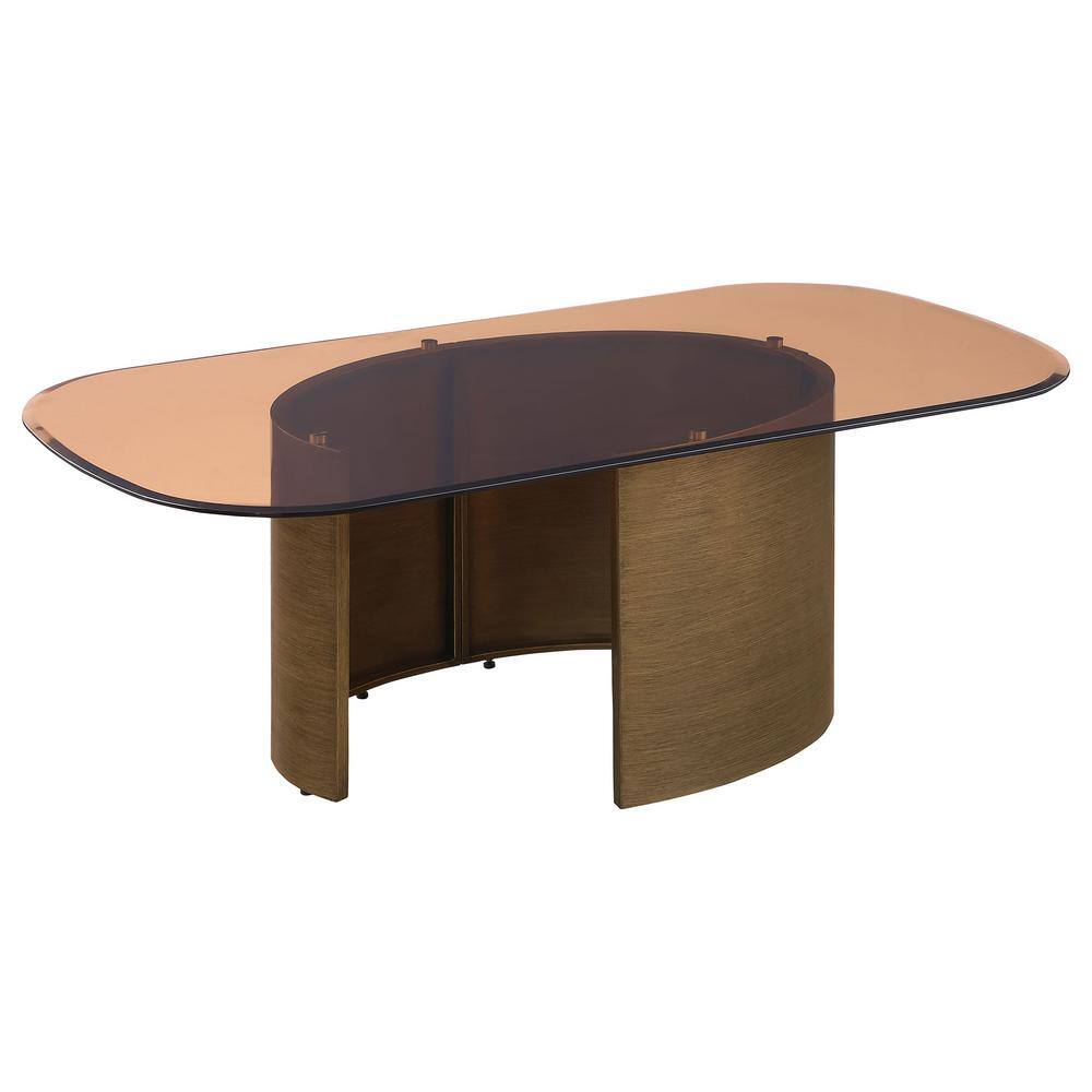 Rectangular Tawny Glass Coffee Table with Brushed Bronze Base