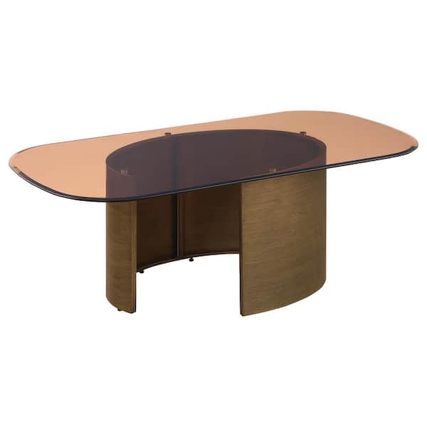 Coaster Morena 47.75 in. Brushed Bronze Rectangle Tawny Tempered Glass Top Coffee Table with Soft Corners